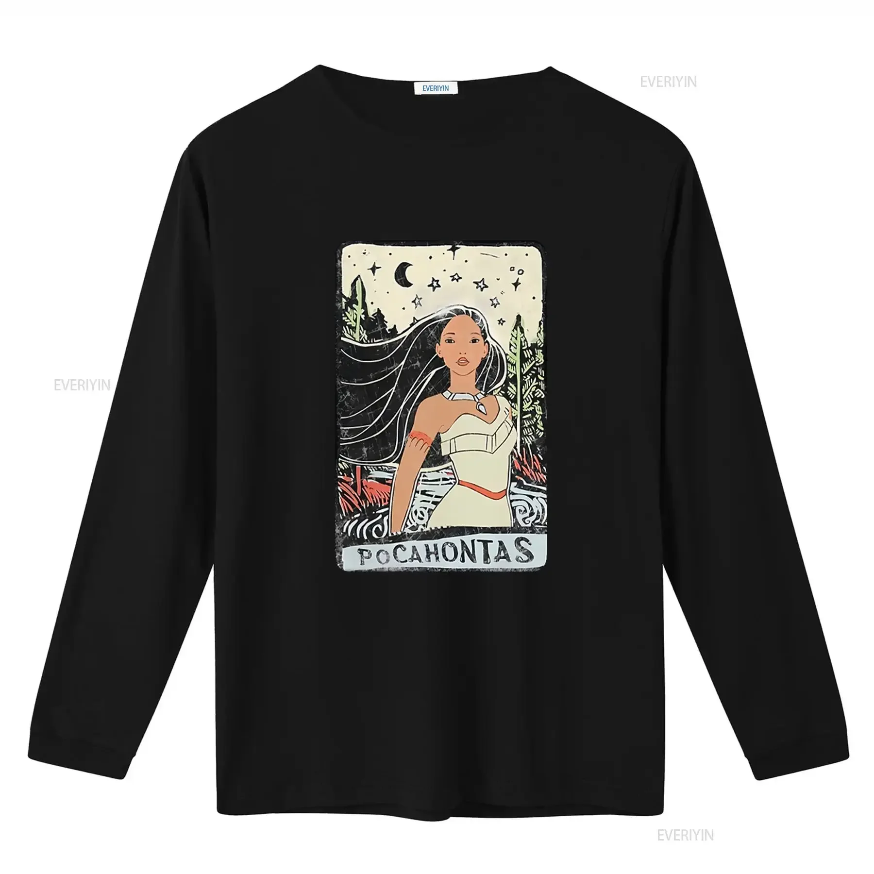 Pocahontas T shirt for Men and Women Cotton with Starry Night Forest Design vintage Washed Soft Breathable graphic Stylish
