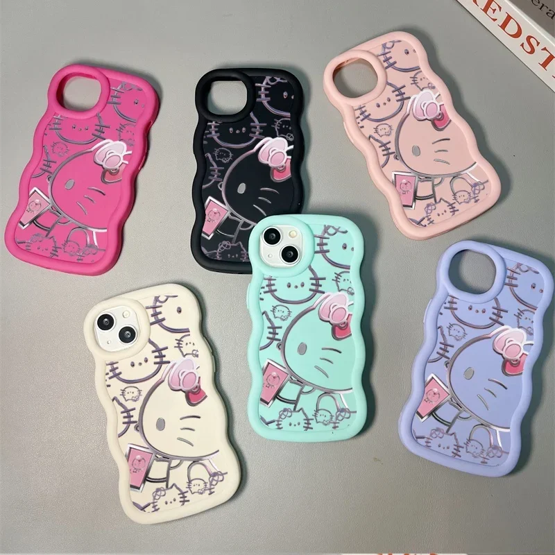 Silver Hello Kitty Phone Case For Samsung Galaxy S20FE S21FE A32 A52 A12 A13 A23 A24 A25 A33 A34 A22 F06 A04 Soft Silicone Cover