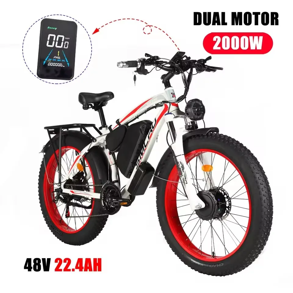

Eu Stock Electric Bicycle Smlro XDC600 21Speed 48V 1000W 2000W Dual Motor 22.4ah 26 Inch Electric Fat Bike Aluminum Alloy Ebike