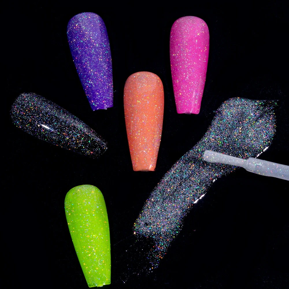 KODIES GEL Super Laser Top Coat Gel Nail Polish 2 IN1 Glitter Sequins Rainbow Shine Top Gel Finish Cover Sealer All for Manicure