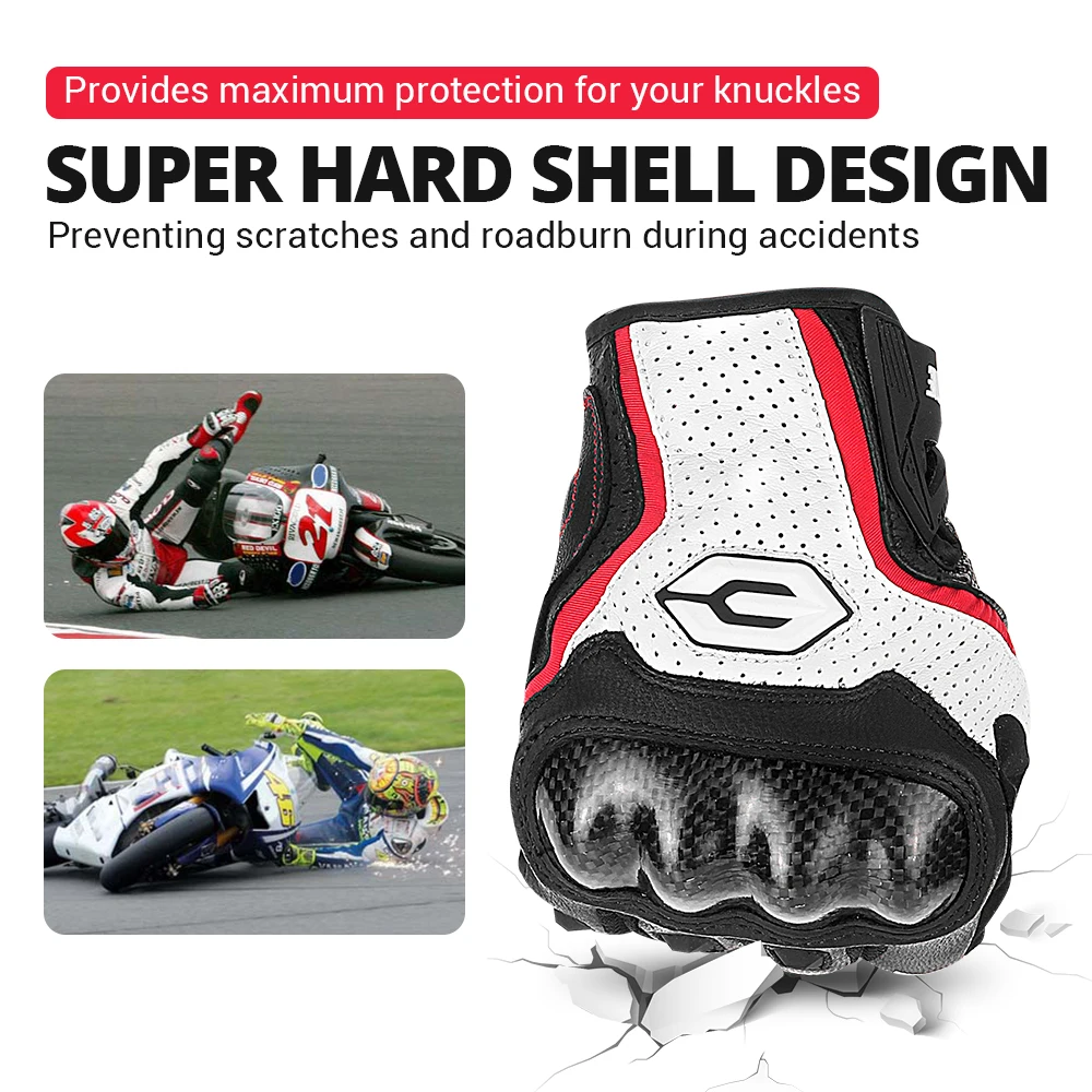 Männer Carbon Fiber Motorrad Handschuhe Rindsleder Moto Motorrad Motocross Handschuhe Anti-slip Schutz Getriebe