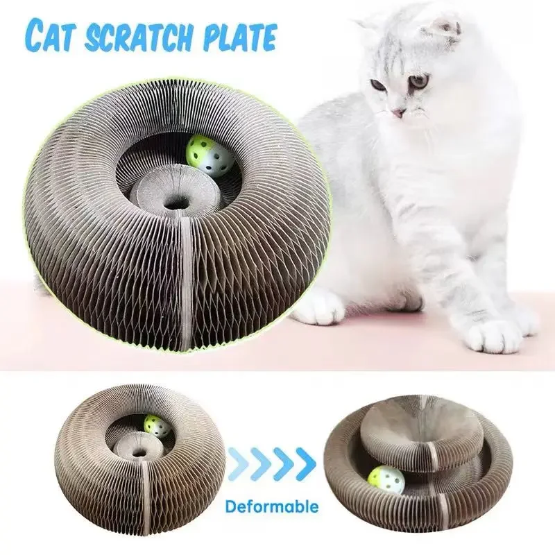 cat toy,Ringtone Cat Scratch Board, Daily exercise and paw grinding for kittens Amuse Yourself Magnetic folding cat claw board