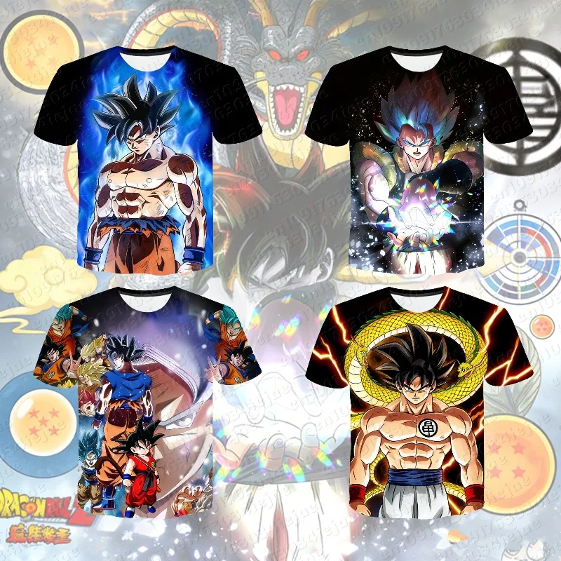 2026 Dragon Ball T-Shirt für Erwachsene, Anime-Charakter Son Goku Super Saiyan T-Shirt, Jungen Kinderkleidung, Sommer T-Shirt