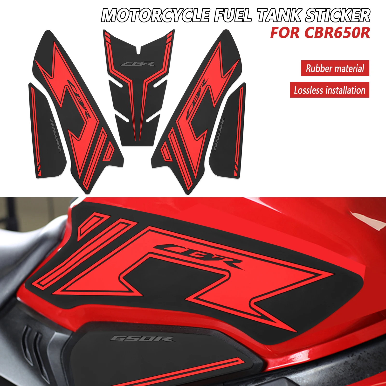 

For CBR 650 R CBR650R CBR 650R 2019-2025 Motorcycle Rubber Tank Pad Sticker Side Tank Pad Anti Scratch Decal Non-slip Sticker