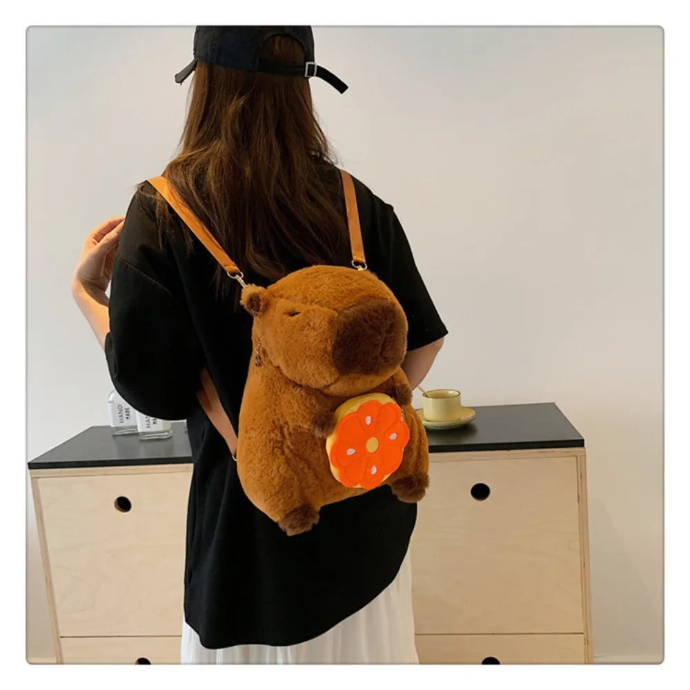 Bolso de hombro de felpa de gran capacidad Capybara, mochila informal de dibujos animados para estudiantes, bolso escolar de animales lindos, nuevo