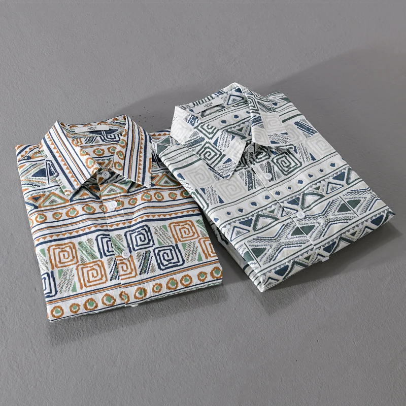 

Новые дизайнерские брендовые рубашки из чистого хлопка с длинными рукавами и принтом для мужчин, модные удобные топы, одежда больших размеров Camisa