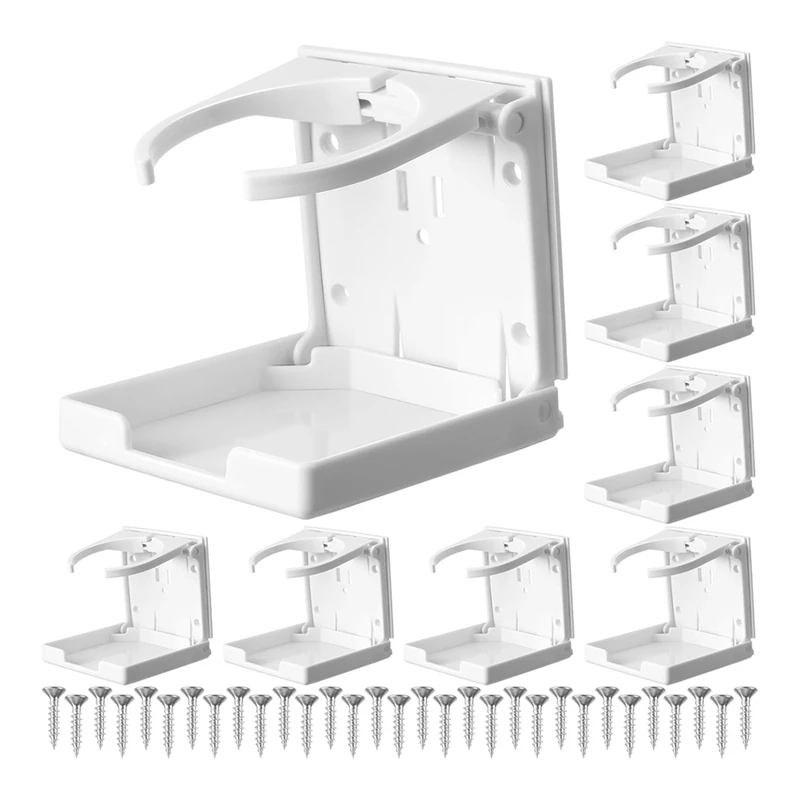 8 Pack Adjustable Cup Holder Folding Drink Holder With Screws Universal Plastic Wall Mounted Cup Holder For Water