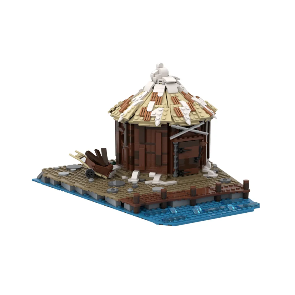 MOC Middeleeuwse Viking Dorp Opslag Hut Model Bouwstenen Dorp Stam Graanschuur Huis Architectuur Bakstenen Speelgoed Cadeau