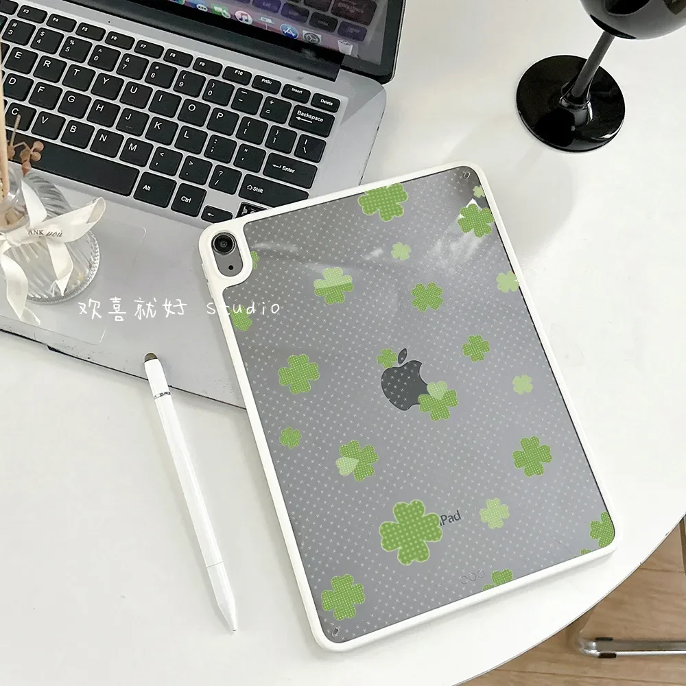 Four Clover Leaves Dots Y2K Cover For iPad Pro 13 11th M5 M4 12.9 A16 10 8 7 9th 10th For Ipad Air 11 M2 M3 Mini Tablet Case