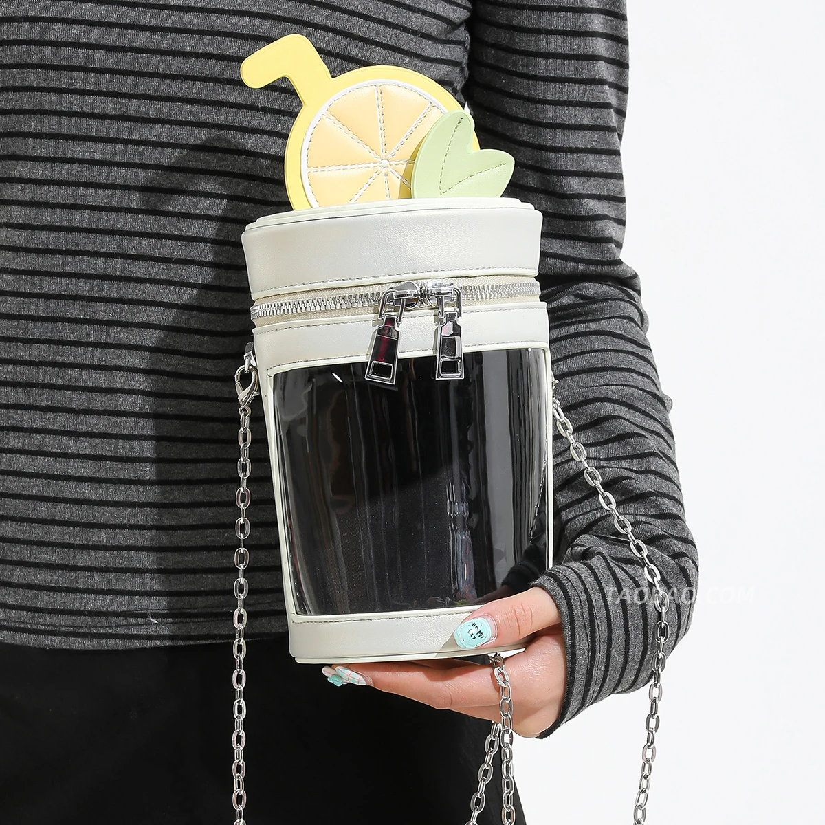 الإبداعية برميل حقيبة كروسبودي التصحيح شفافة دمية عرض صغيرة بولي Pu دلو حقائب المرأة الصيف موضة سلسلة الكتف حزم #4