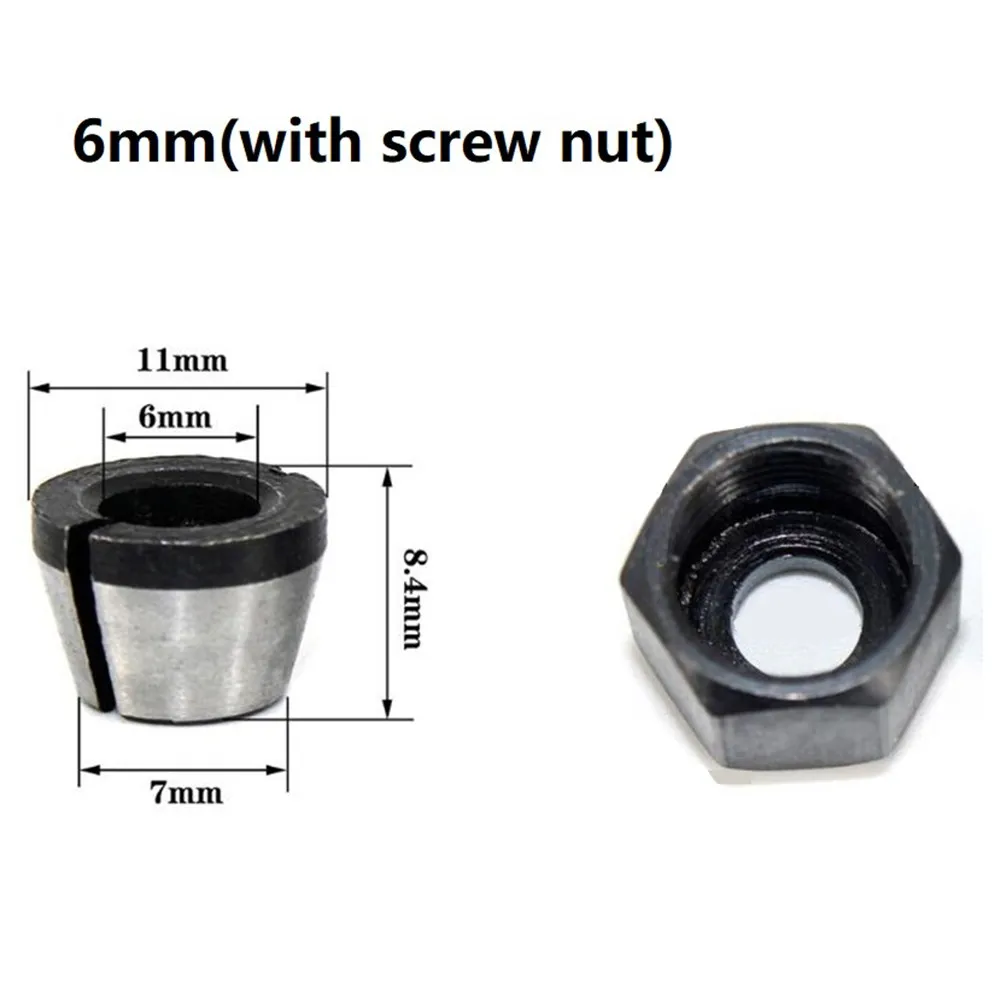 

1set Collet Chuck Adapter With Nut 6mm/6.35mm/8mm For Engraving Trimming Machine Electric Wood Router Chuck Conversion
