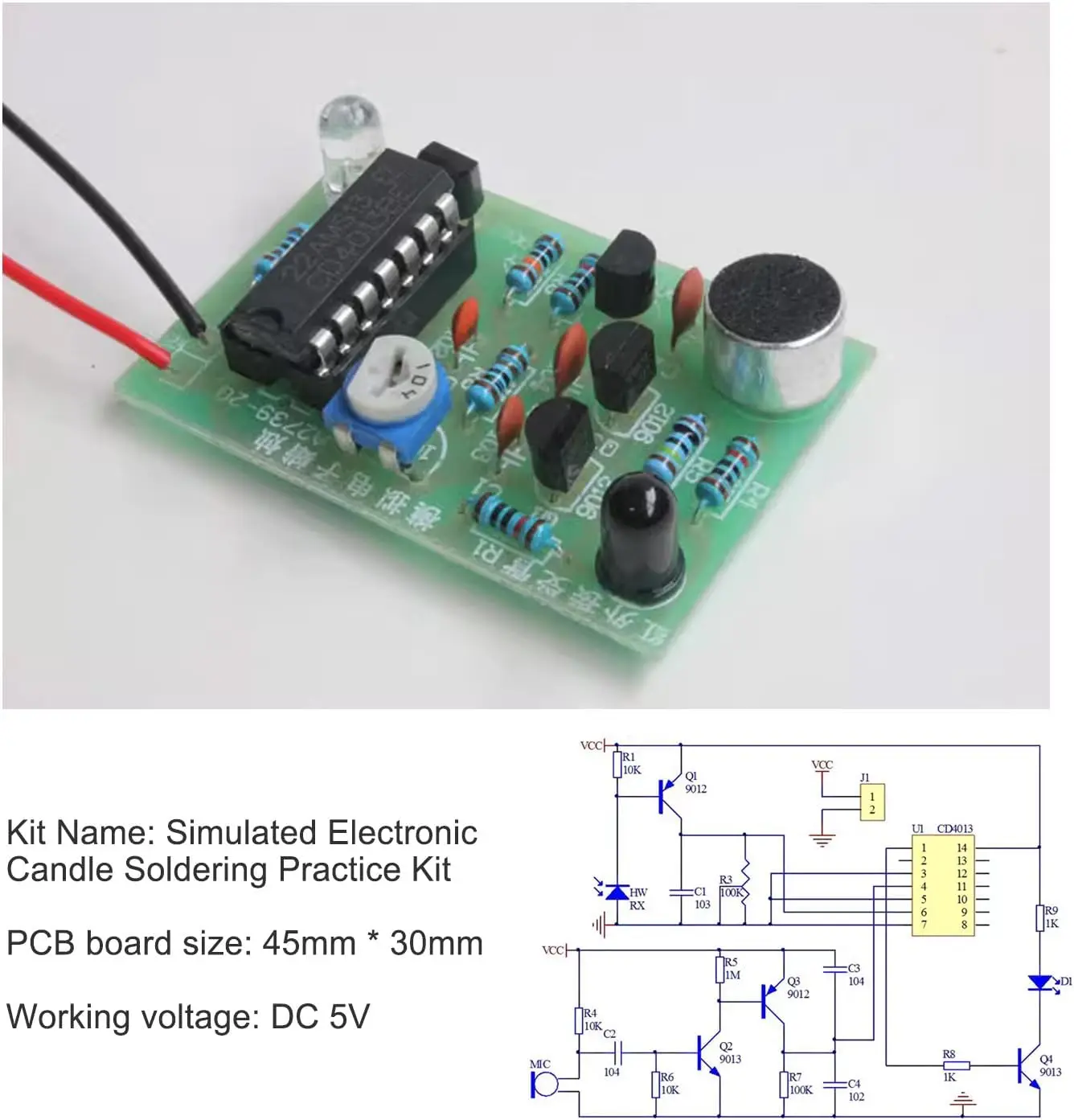 Kit de bricolage Module bougies électroniques analogiques + contrôle de soufflage Simulation bougie Suite Trousse minuterie Componentes Eletronico