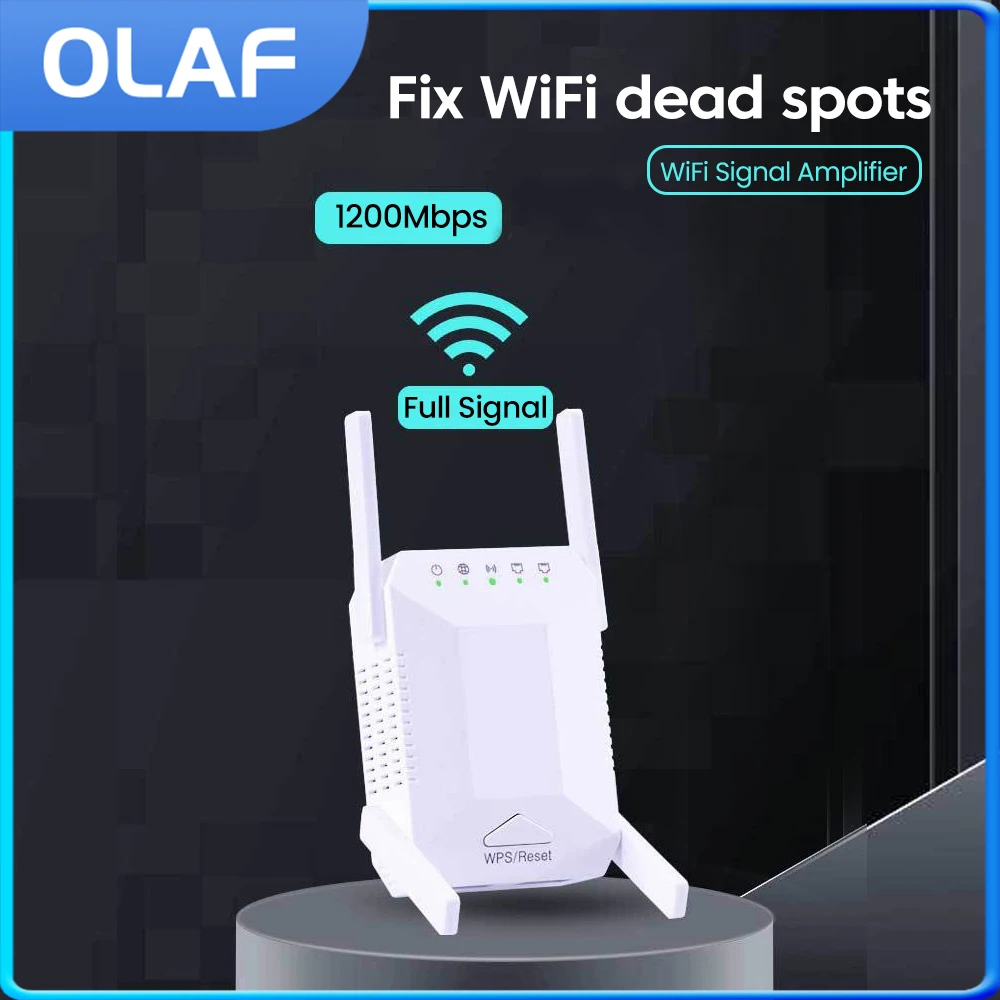 

1200M Router WiFi Repeater 5G / 2.4G Dual Band Wireless Signal Extender Booster Enhanced EU Standard Plug Wi-Fi Amplifier Secure