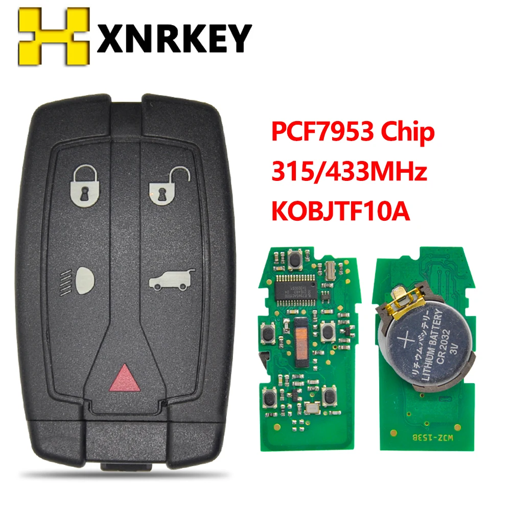 

XNRKEY Car Remote Key 315/433Mhz PCF7953 Chip for Land Rover Freelander 2 Replacment Smart Card KOBJTF10A 5Button Without Logo