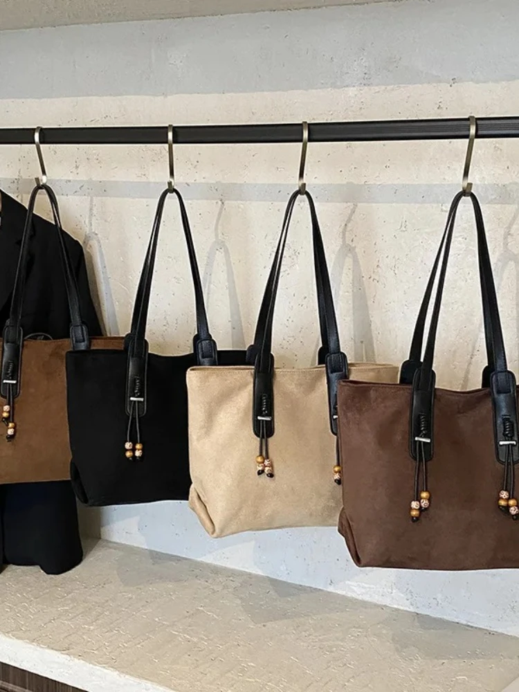 

2025 Suede Tote Bag, Spacious Shoulder Purse for Women, Fashion Commuter Crossbody, Versatile Day to Night Bag, Textured Sling