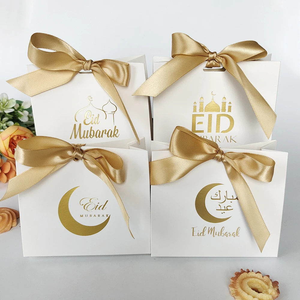 5pcs Eid Mubarak Gift Box Ramadan Kareem Candy Bags Muslim Islamic Festival DIY Decoration 2023 Party Supplies Eid Al-fitr