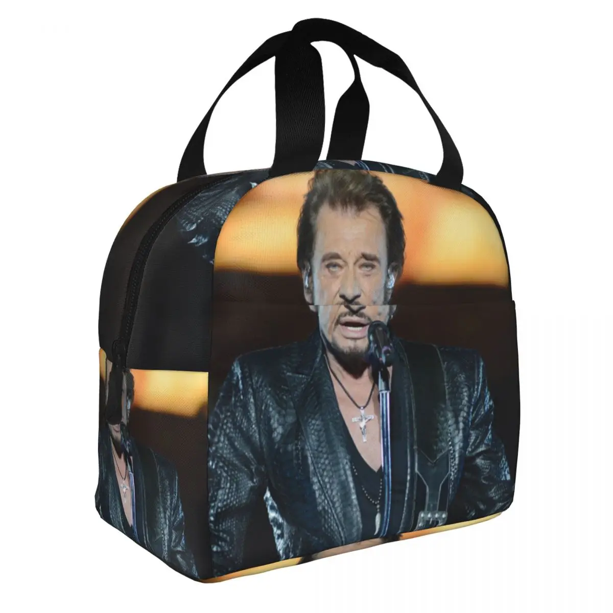 Johnny Hallyday Guitar Insulated Lunch Tote Bag for Women French Singer Rock Music Resuable Cooler Thermal Food Lunch Box
