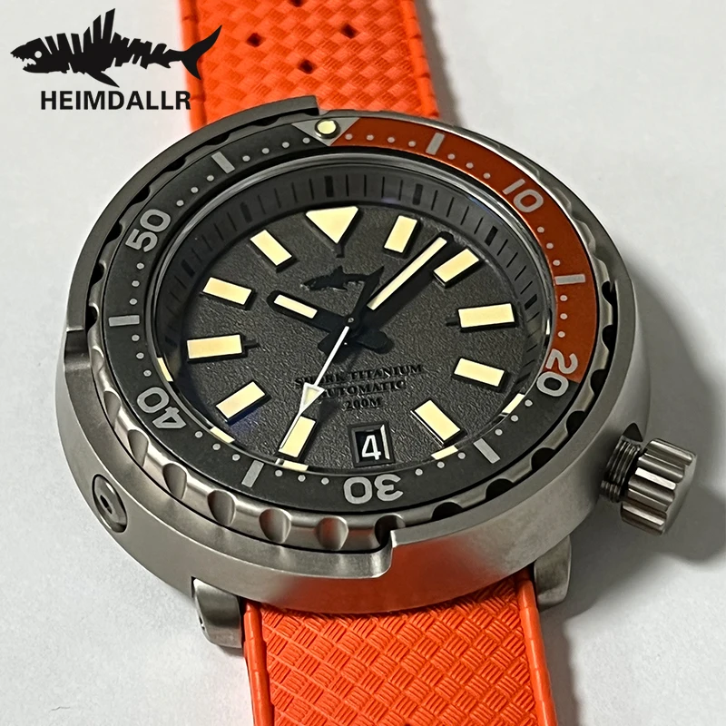 Heimdallr Watch Titanium Tuna 44MM Grey Dial Retro Luminous NH35A Automatic Mechanical Sapphire Ceramic Bezel 200Bar Waterproof