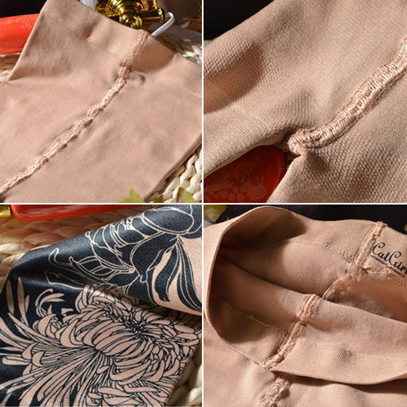 Women Pantyhose Floral Printed Tattoo Tights Spring Autumn Gradient Socks Japanese Gothic Dark Lolita Stockings Skinny Pants