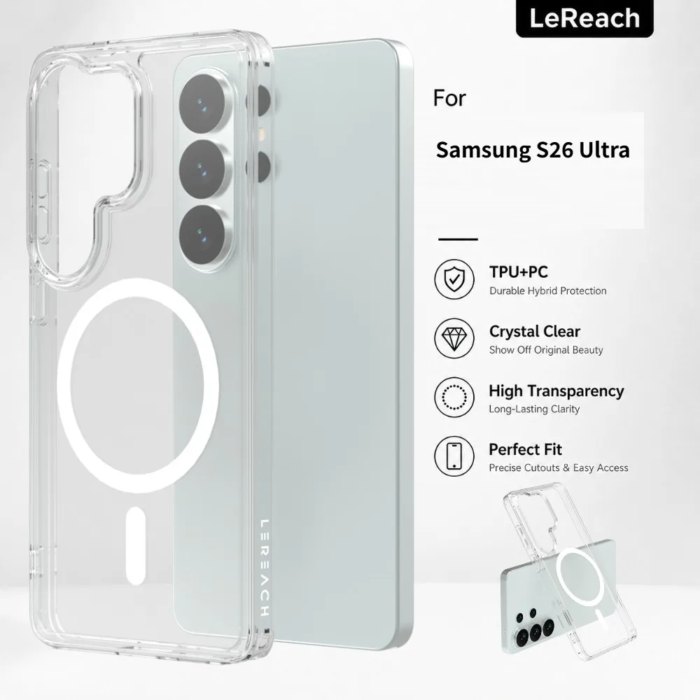 Magnetic Case For Samsung Galaxy S26 Ultra Plus Shockproof PC Hard Back Cover Anti-Yellow CA1000