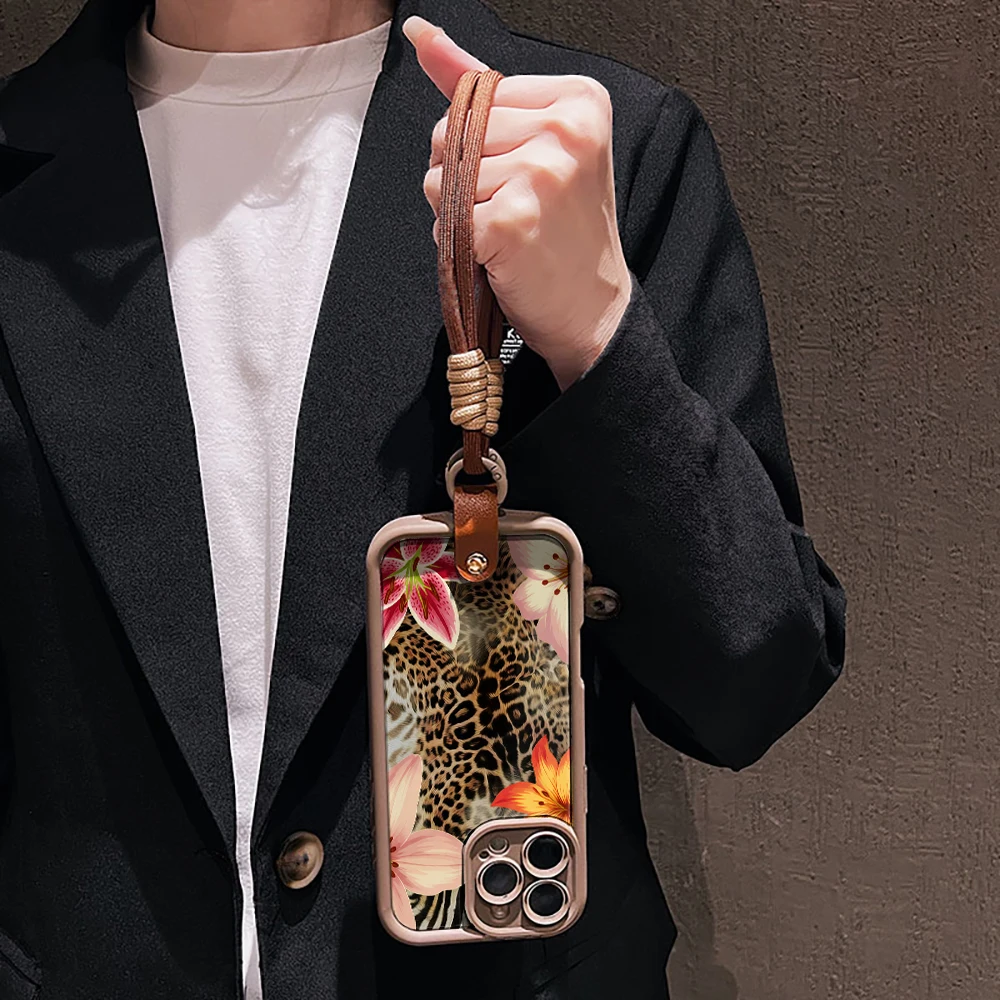 Leopardenmuster-Handyhülle für Samsung Galaxy S26 S21 S25 S24 S23 S22 Ultra Plus FE Hülle A16 A36 A54 A55 A56 mit Lanyard Funda – Detail 5