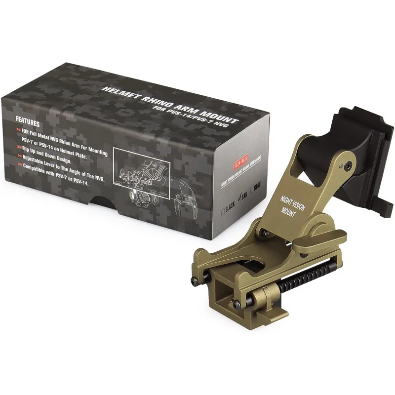 

FANDAO Hunting Metal Rhino Arm Helmet Mount Adapter with Adjustable Lever for Hunting Night Vision PVS14