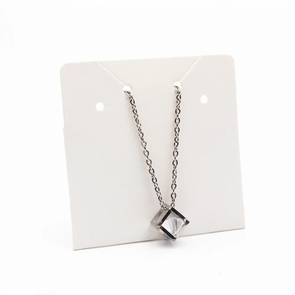 50pcs 5x5cm White Black Earring Necklace Set Pocket On The Behind Paper Cards For Jewelry Display Hold DIY Accessories