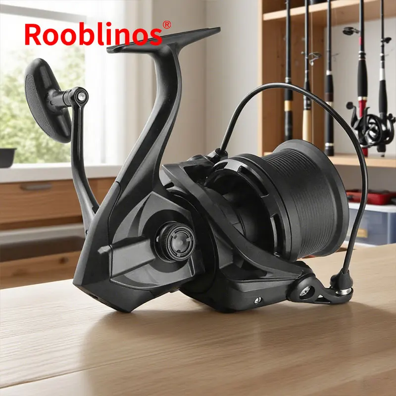 ROOBLINOS NGK II Black Freshwater Carp Reel 8000-14000 4.8:1 Gear Ratio 12kg Drag Metal Spinning Reel