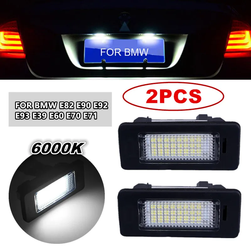 2pcs 24LED License Plate Number Light For BMW E90 M3 E92 E70 E39 F30 E60 E61 E93 Car Products License Plate Lights 6000k White