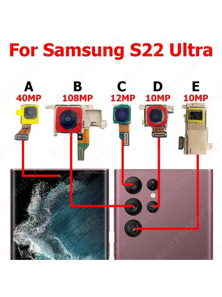 Tylna Przednia Kamera Do Samsung S22 Ultra 5G S22Ultra S908 Moduł Kamery Tylnej Przedniej Do Zdjęć Selfie Części Zamienne Do Telefonu Komórkowego — zdjęcie produktu 2
