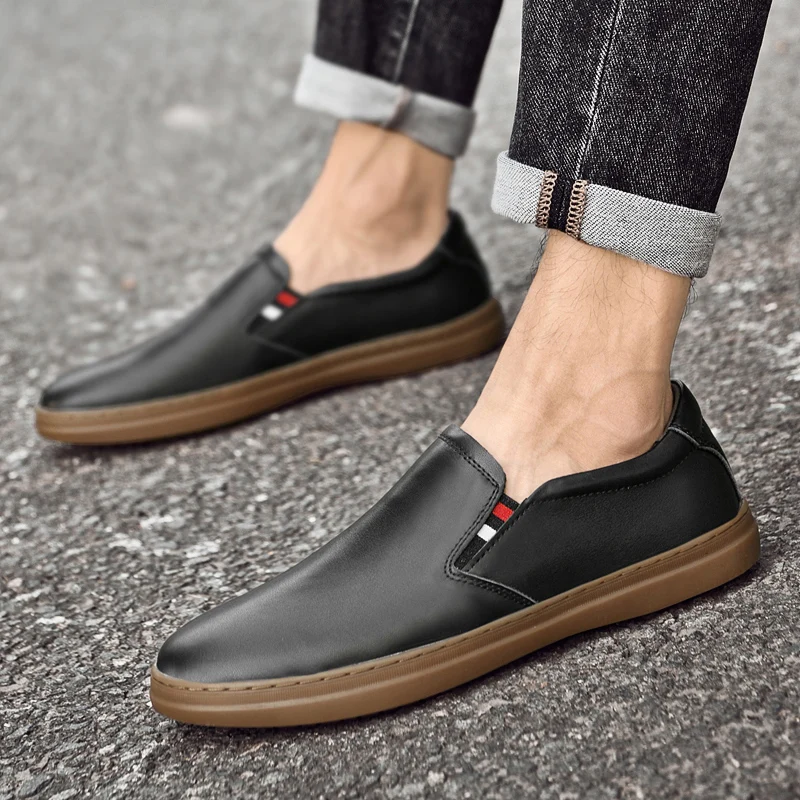 

Новые модные мужские дышащие уличные противоскользящие повседневные туфли с круглым носком, высококачественные мужские удобные противоскользящие лоферы