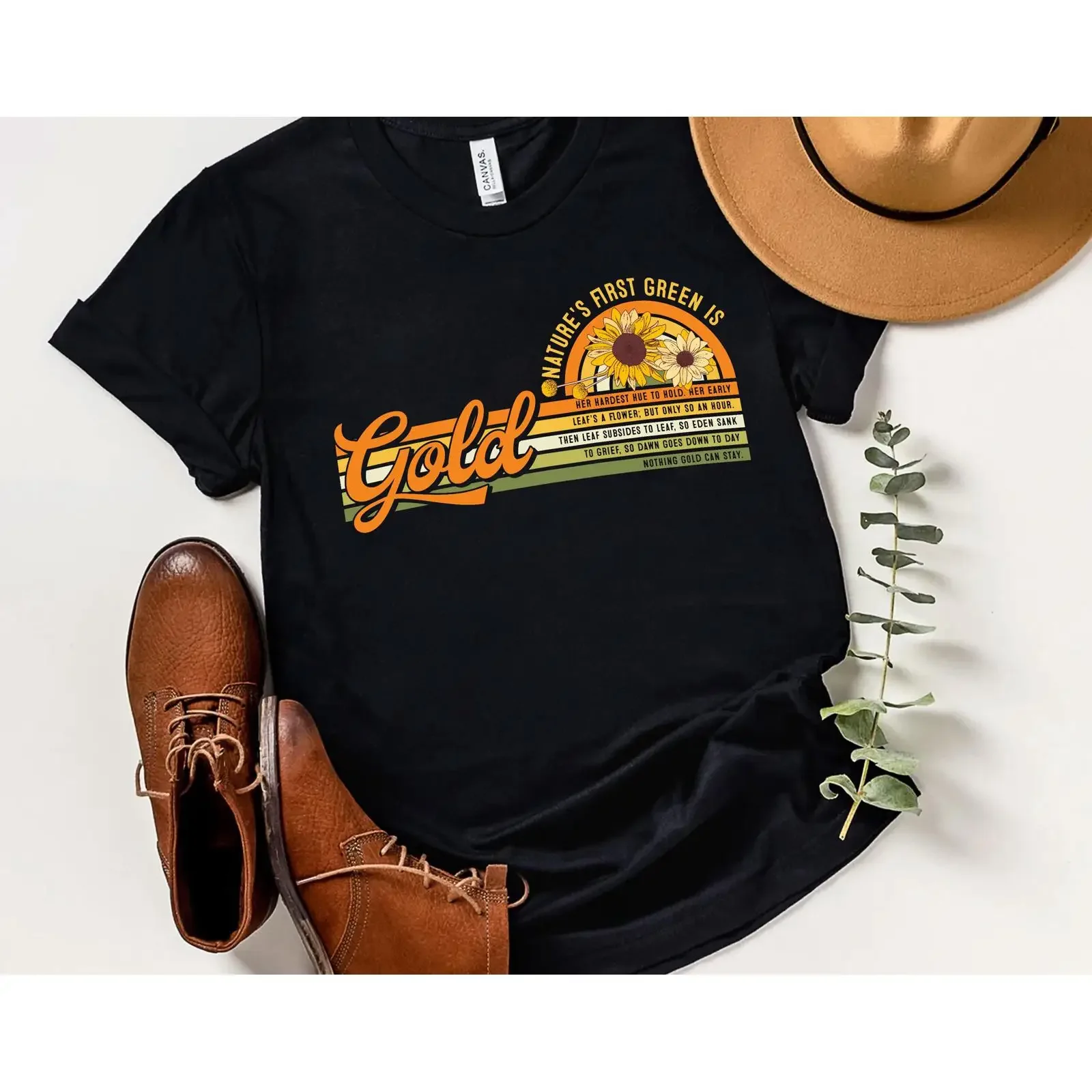T-shirt Hippy Groovy Stay Gold avec citation des Outsiders, inspiré du roman de S.E. Hinton, vintage, délavé, respirant, pour homme