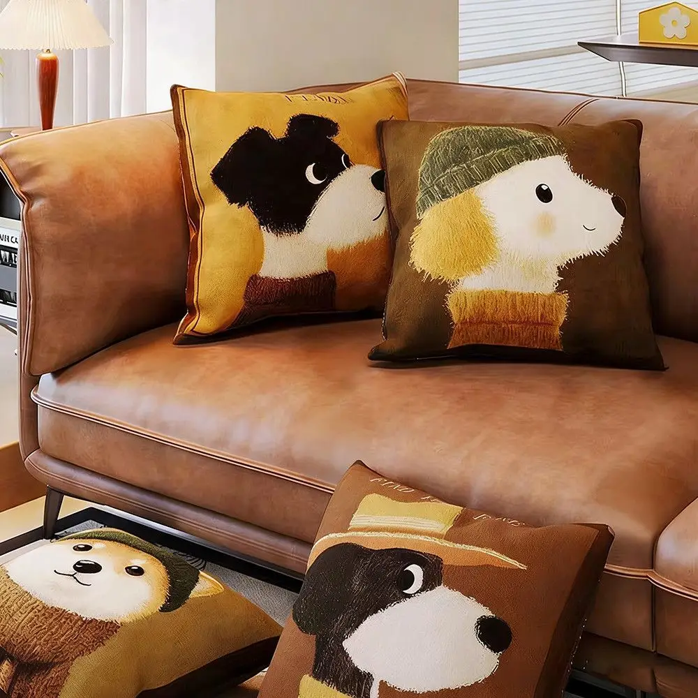 2026 medieval style light luxury high-end throw pillow cartoon dog sofa living room cushion