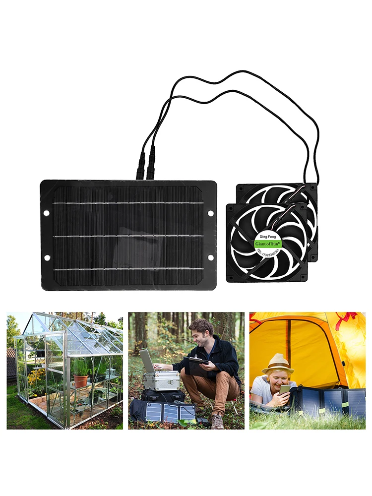 10W 12V Electric Ventilation Fan Solar Panel Kit Solar Panel & 4.7inch Exhaust Fan for Roof Vent for Chicken Coop Shed Pet House