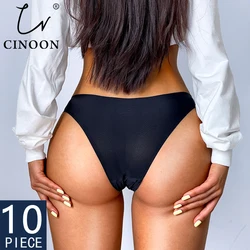 CINOON 10PCS/Set Sexy Print Lingerie Temptation Low-waist Panties Thong No trace Breathable Underwear Female G String Intimates