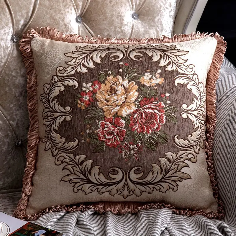European Style Luxury Sofa Decorative Throw Pillows Vintage Home Decor Floral Embroidery Cushion Cover