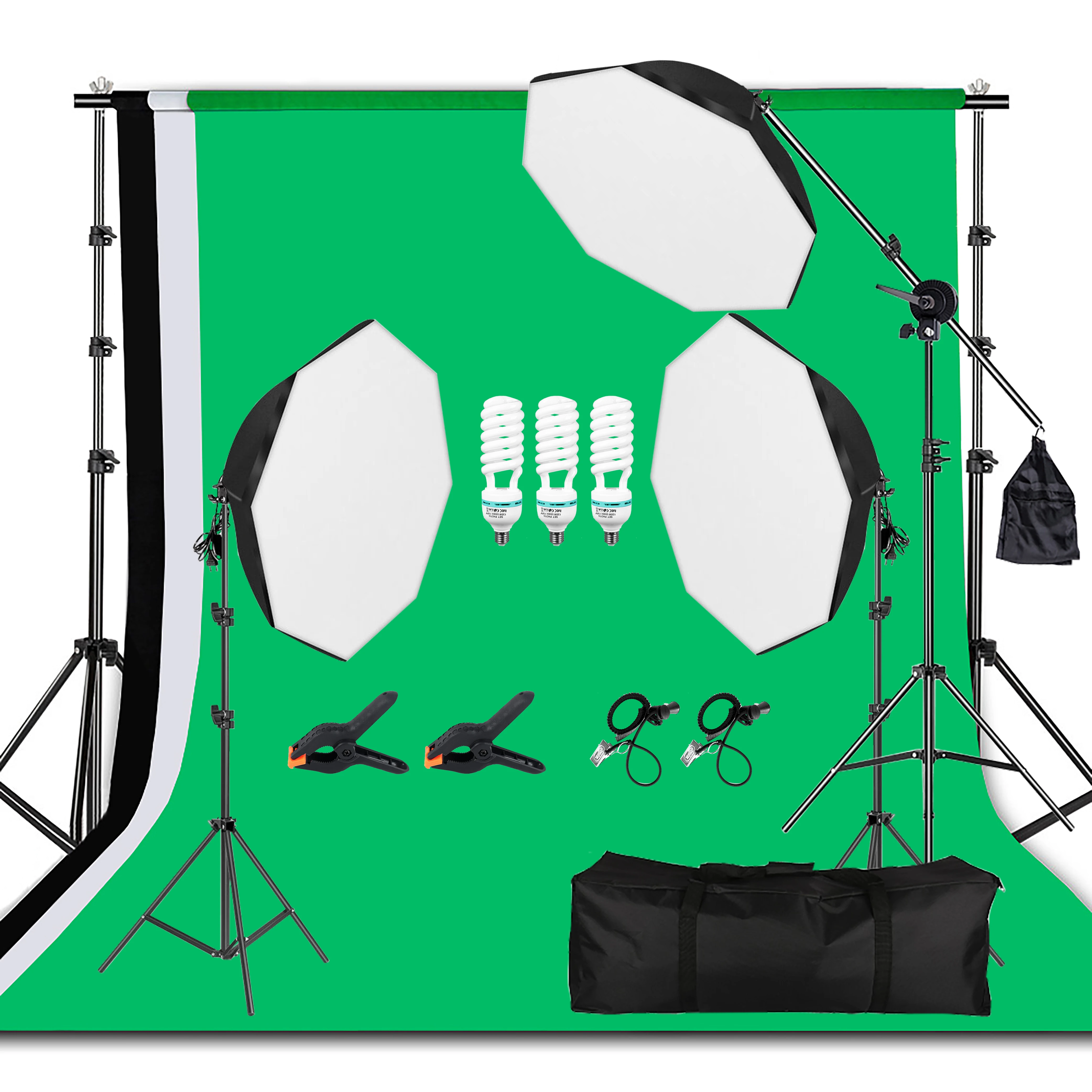 

Photography lighting kit,2.6x3M photography background frame photography background cloth 135 watt light bulb softbox light fram