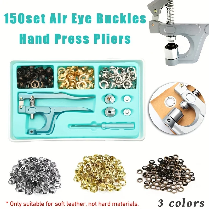 

150 set Air Eye Buckles with Sewing Fasteners Press Pliers Tool Multifunction Snaps Hand Press Pliers and Replace Mold Parts