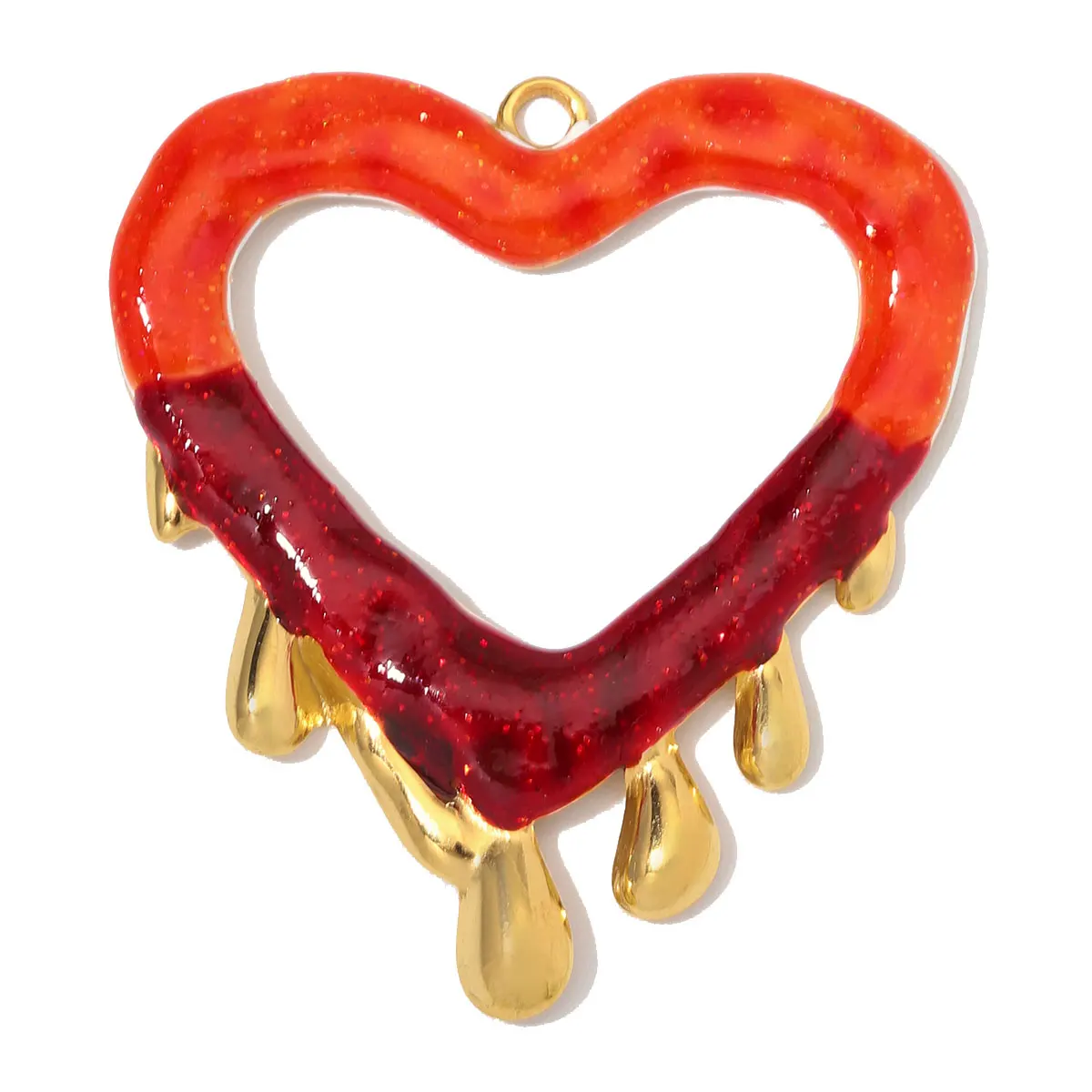 3pcs/Lot Stainless Steel Hollow Vintage Heart DIY Charms Enamel Rose Flower Necklace Pendants Woman Big Love Jewelry Wholesale