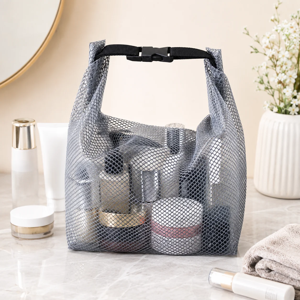 Large‑Capacity Waterproof Drawstring Storage Bag Portable Swim Toiletry Pouch Gym Laundry Bathroom Cosmetic Travel Shoulder Bag