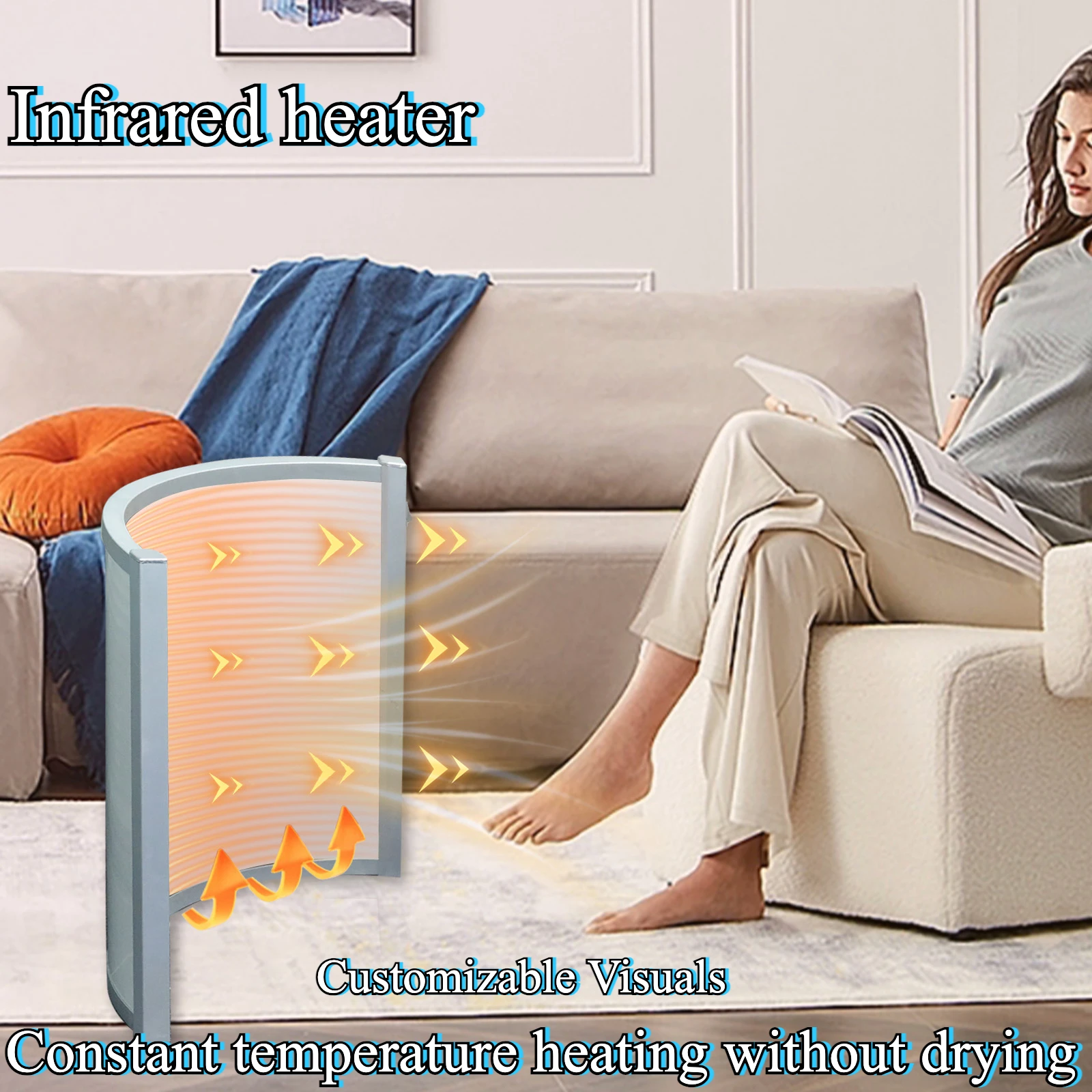 Customizable Visuals 300W Infrared Heater Heating Panel White PET Surface Aluminum Back Carbon Crystal Winter Hand Warmer for