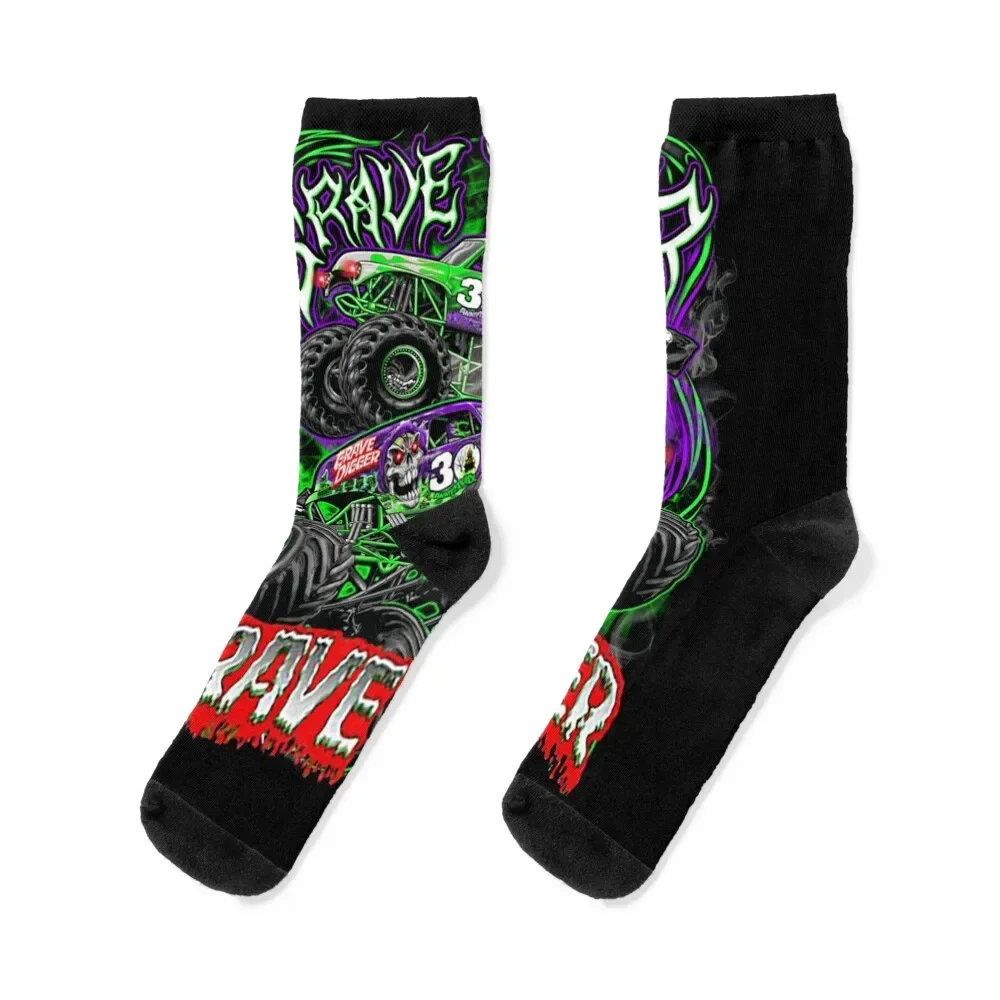 

Monster jam grave digger monster truck art fans Socks christmass gift anti slip football Wholesale Women Socks Men's