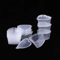50pcs Disposable Jello Shot Cups Set of 50ml Heart Shaped Sauce Pot Container with Conjoined Lid Slime Storage for Ketchup