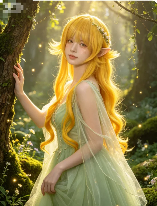 Bright Yellow Long Wavy Layered Wig Synthetic Hair Air Bangs Anime Cosplay Halloween Costume Party Full Wigs for Girls Women