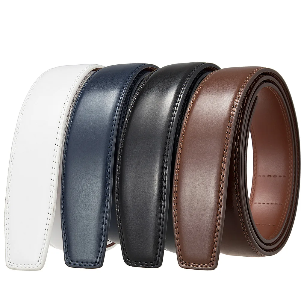 

New 3.5CM Shiny Leather Belt with Body Cowhide Leather Men's Casual Business Belt Fashion Brown