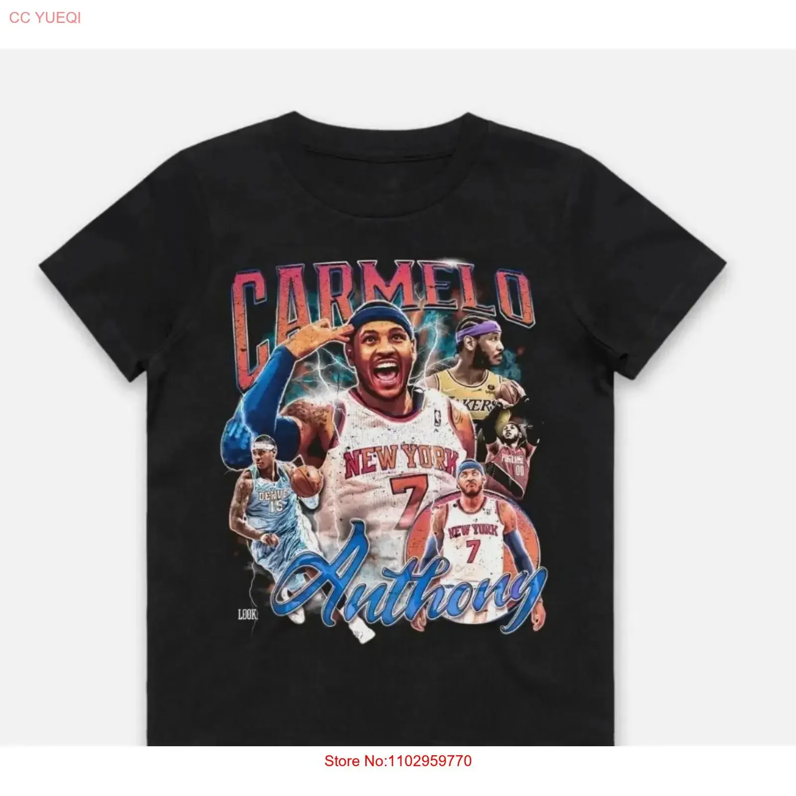 Camiseta 'Melo' de Carmelo Anthony, estilo vintage, informal, ligeramente transpirable, versátil, para uso diario