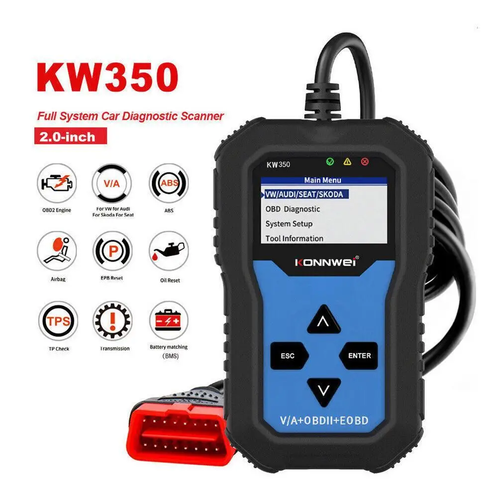 Kw350 Car Diagnostic Scanner Code Reader Locator Abs Brake System Transmission Case Engine Scanning Tool V007