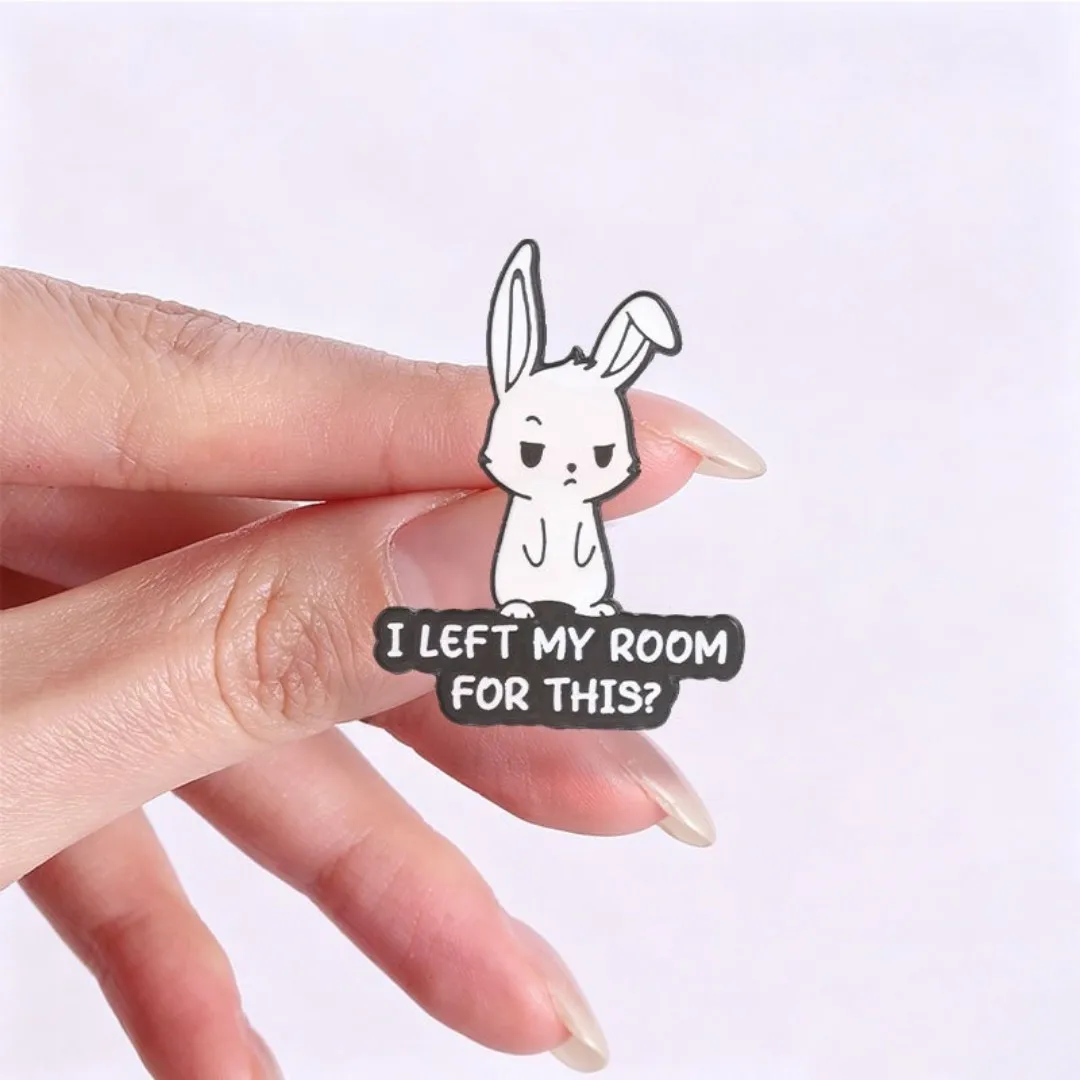 Angel Dark Grumpy Enamel Pin Set Cartoon Introvert Rabbit Metal Pin Brooch Badge For Jacket Backpack Decoration Gift Wholesale
