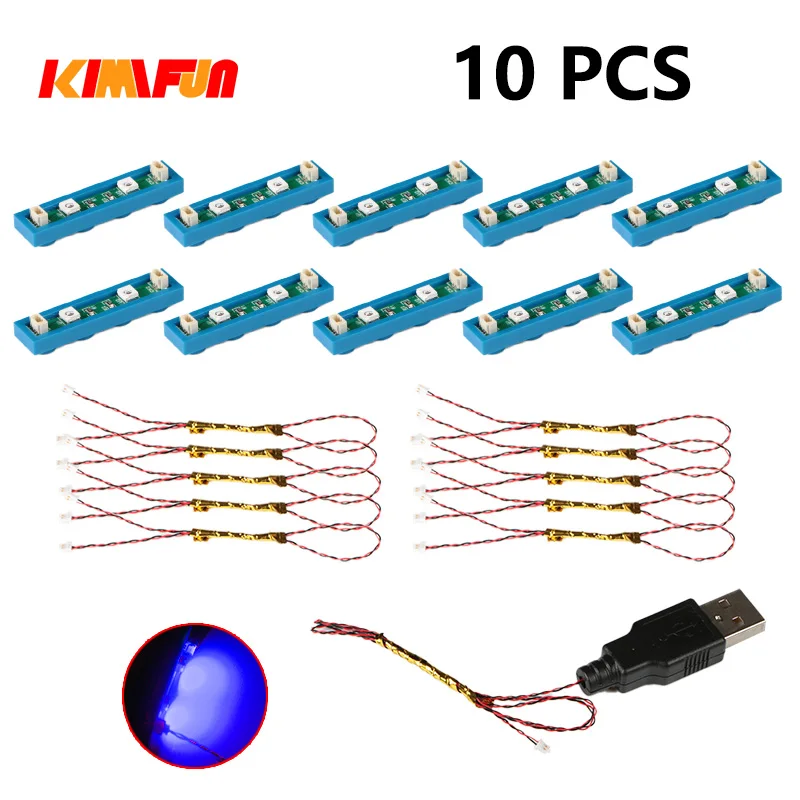 10 Stück 0,8mm Pin RGB LED für LEGO Bausteine USB-Lampe DIY Straßenbeleuchtung Stadt Elektrische Dekoration 1X1 Stein Kompatibel mit Allen Marken