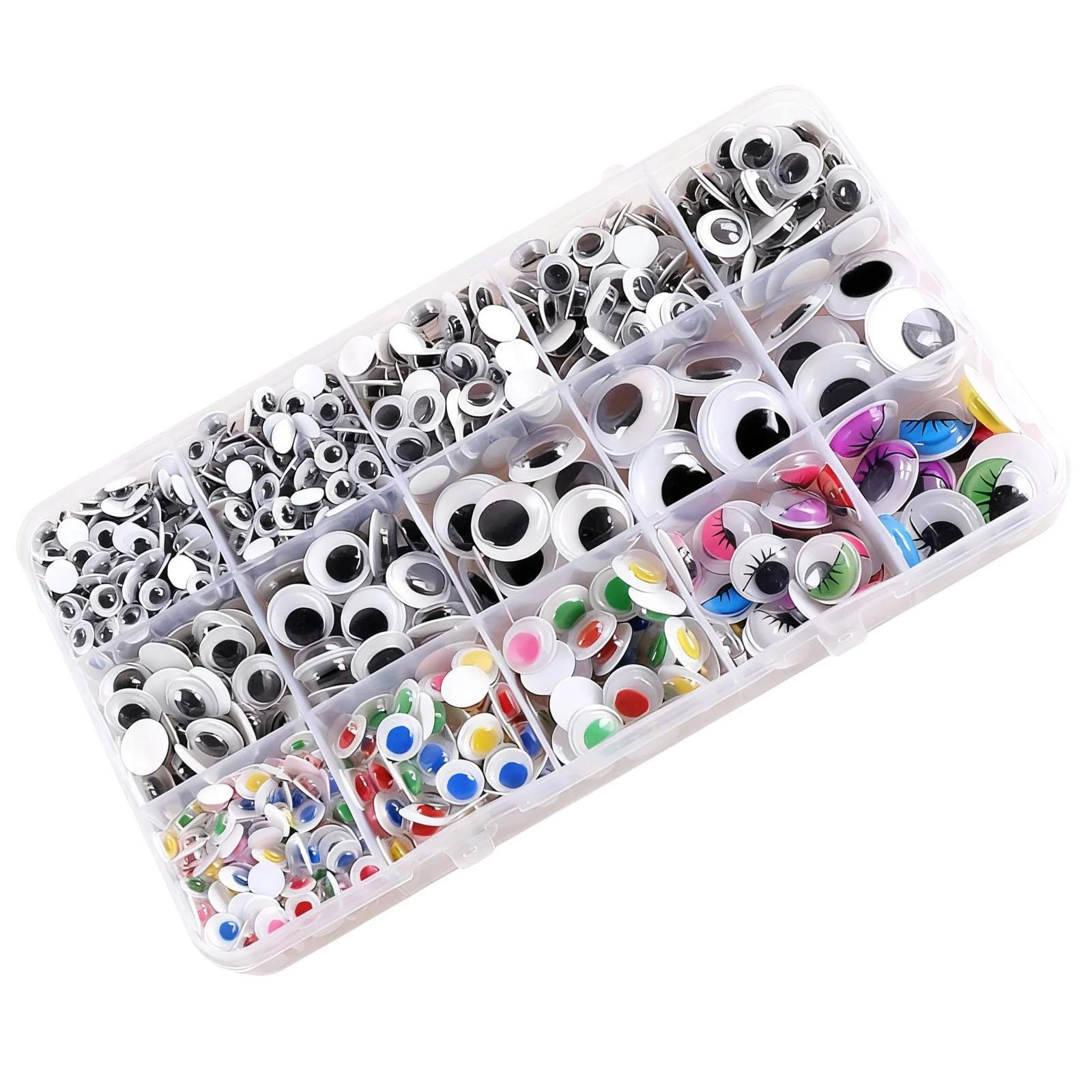 750개 셀프 접착식 웨글 아이즈 다양한 색상 및 크기 6 8 10 12 15 18mm DIY 공예용 웨글 아이즈